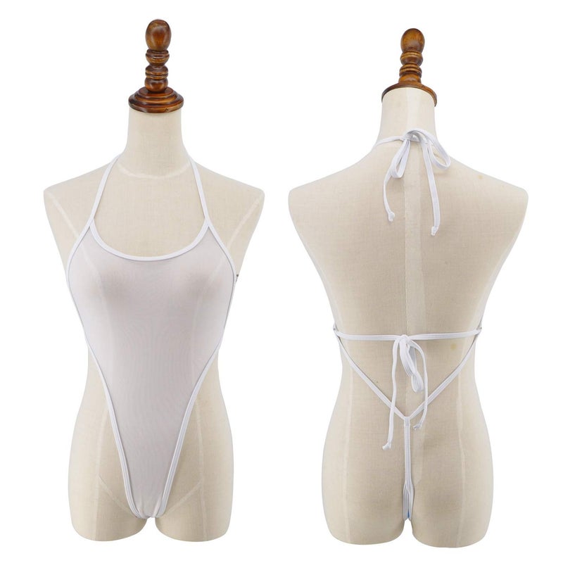 SHERRYLO See Through One Piece Swimsuit High Cut Micro Monokini Bikini Mini Mesh Transparent Bathing Suit - Image 5